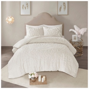 Cecily 3-Piece Tufted Cotton Chenille Medallion King/California King Duvet Cover Set, Ivory