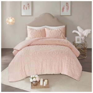 Cecily 3-Piece Tufted King/California King Medallion Comforter Set, Blush