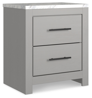 "Cottonburg 22" 2 Drawer Nightstand", Light Gray/White