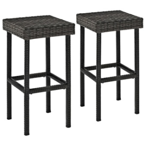 Crosley Palm Harbor Outdoor Counter Height Bar Stool (2 Pieces), Gray