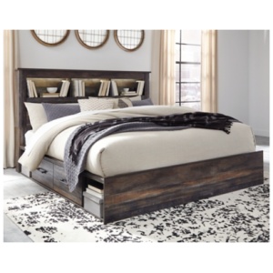 Drystan King Bookcase Bed with 4 Storage Drawers and 4 Cubbies, Multi
