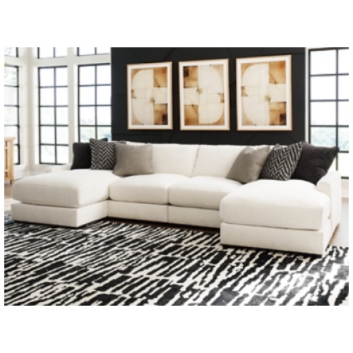 Elissa Court 4-Piece Performance Fabric Modular Sectional with Chaise, Vanilla