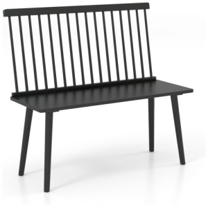 Entryway Bench for 2 with Spindle Back for Kitchen Dining Room Hallway-Black