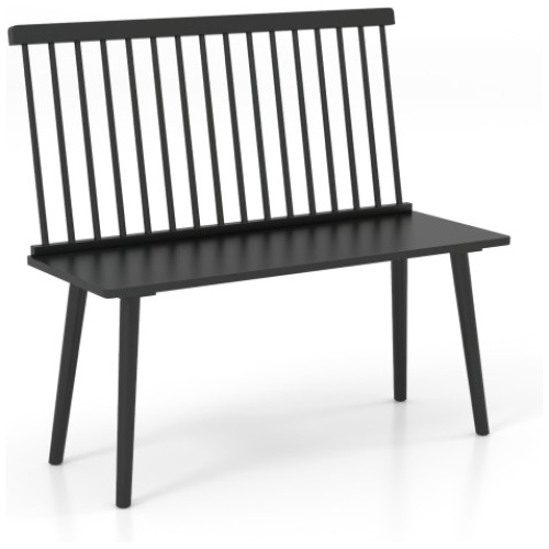 Entryway Bench for 2 with Spindle Back for Kitchen Dining Room Hallway-Black