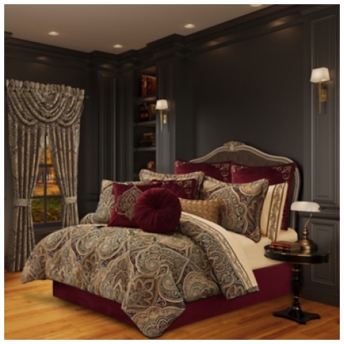 Five Queens Court Bordeaux King 4 Piece Comforter Set, Crimson