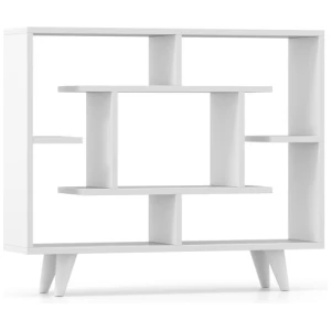 Geometric Bookcase with Anti-Tipping Kit and Storage Shelving Unit-White