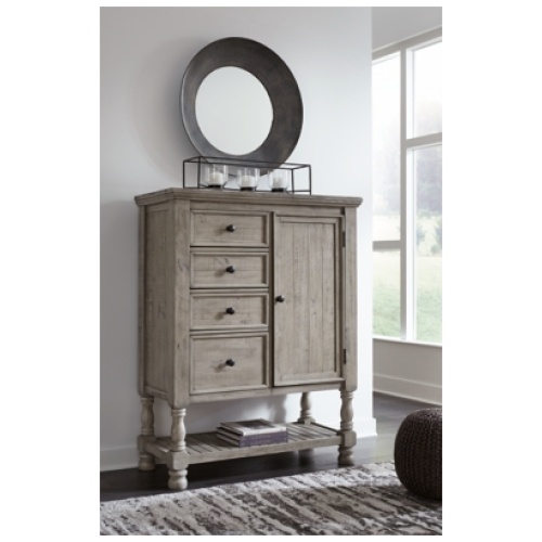 Harrastone 4 Drawer Door Chest of Drawers, Gray