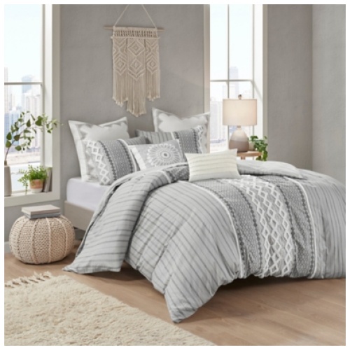 Hills Cotton Printed Full/Queen Comforter Set, Gray