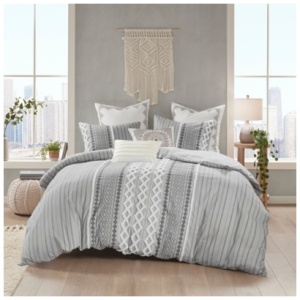 Hills Cotton Printed King/California King Duvet Cover Set, Gray