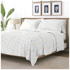 Home Collection Premium Ultra Soft Bluebirds Twin Bed Sheet Set, Light Blue