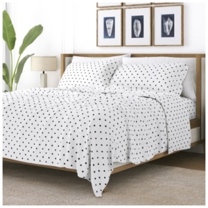 Home Collection Premium Ultra Soft Dots Queen Bed Sheet Set, Navy