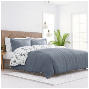 Home Collection Premium Ultra Soft Flower Field Reversible King Duvet Cover Set, Charcoal/White