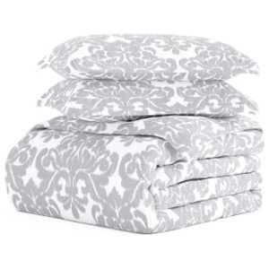 Home Collection Premium Ultra Soft Soft Damask King Duvet Cover Set, Ash Gray