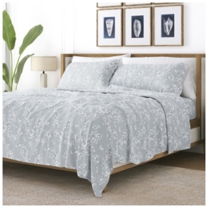 Home Collection Premium Ultra Soft Trellis Vine California King Bed Sheet Set, Ash Gray