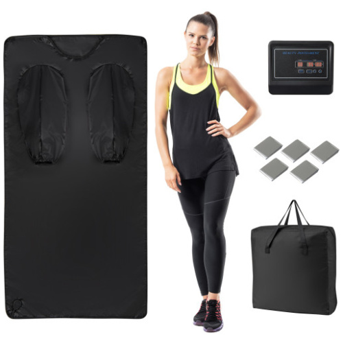 Infrared Sauna Blanket for Home Use with Arm Sleeves Wraps and Carry Bag-Black