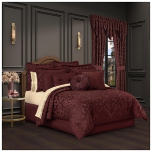 J. Queen New York La Boheme Queen 4 Piece Comforter Set, Maroon