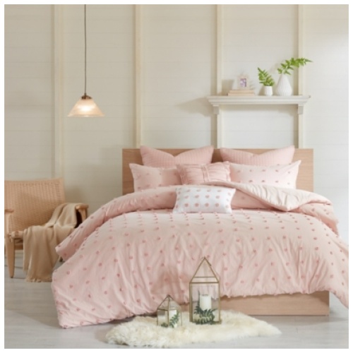 Kay Cotton Jacquard Twin Comforter Set, Pink