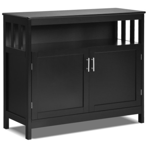 Kitchen Buffet Server Sideboard Storage Cabinet with 2 Doors and Shelf-Black