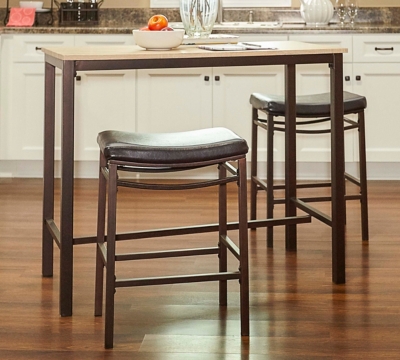 Linon Tift Dining Table and 2 Bar Stools Set, Brown