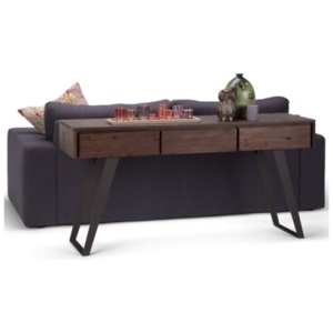 Lowry Console Sofa Table, Distressed Charcoal Brown