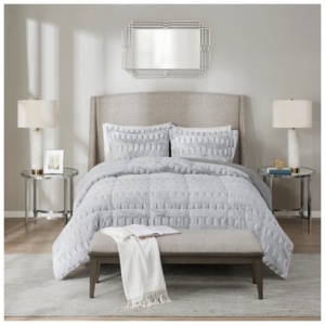 Margot Back Print Long Fur Twin/Twin XL Comforter Mini Set, Gray