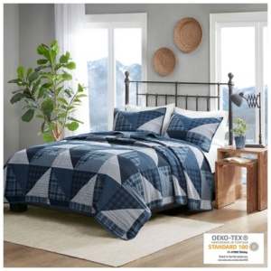 Olsen King/California King Olsen 3 Piece Oversized Quilt Set, Blue