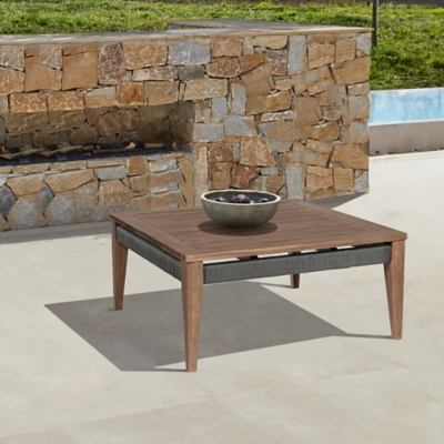 Orbit Square Outdoor Patio Coffee Table, Brown