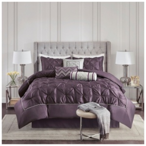 Piedmont 7 Piece Tufted Full Comforter Set, Plum