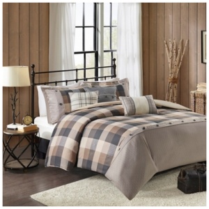 Ridge King/California King 6 Piece Herringbone Duvet Cover Set, Neutral