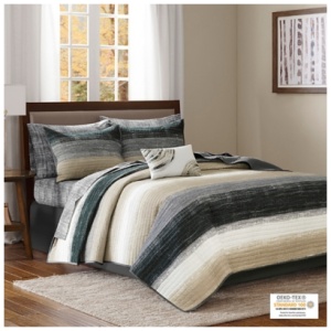 Saben Queen 8 Piece Quilt Set with Bed Sheets, Taupe