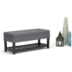 Saxon Ottoman Storage Bench, Slate Gray