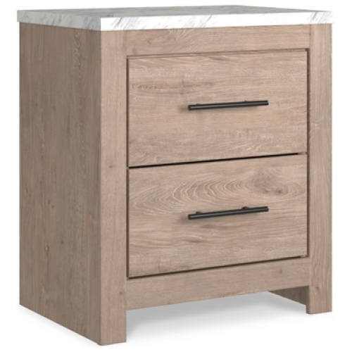 "Senniberg 22" 2 Drawer Nightstand", Light Brown/White