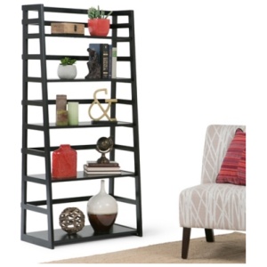 Simpli Home Acadian Ladder Shelf Bookcase, Black