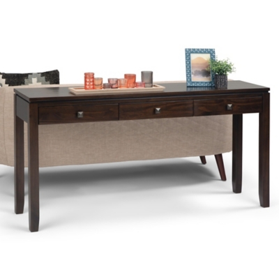 Simpli Home Cosmopolitan Wide Console Table, Mahogany Brown