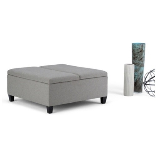 Simpli Home Ellis Coffee Table Storage Ottoman, Dove Gray