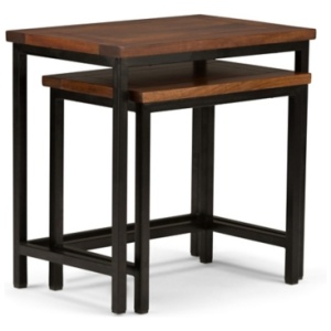 Skyler Nesting Side Table (Set of 2), Dark Cognac Brown