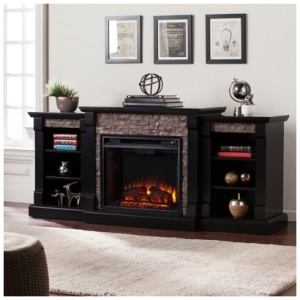 Southern Enterprises Brently 71" Mantel with Electric Fireplace, Black