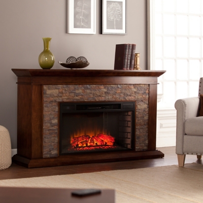 Southern Enterprises Furniture Hardey Heights Electric Fireplace Mantel, Whiskey Maple