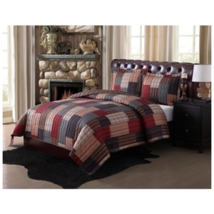 Style 212 Gunnison King Quilt set, Burgundy/Navy