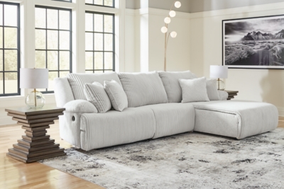 Top Tier 3-Piece Manual Reclining Modular Sectional Sofa Chaise, Alloy