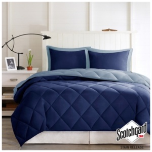 Windsor Diamond Quilting Reversible Down Alternative King Comforter Set, Navy/Light Blue