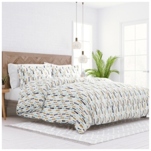 iEnjoy Home Feather Patterned King/California King Duvet Set, Navy