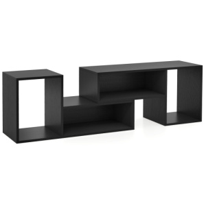 2 Pieces Adjustable TV Stand for TVs up to 55 Inch with Storage Cubes-Black