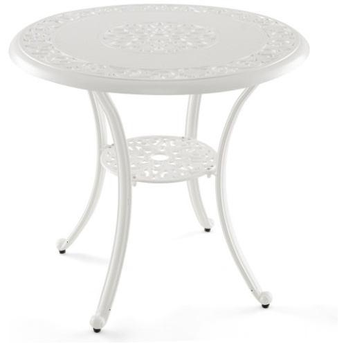 31.5 Inch Round Patio Dining Table for 4 Cast Aluminum with 2-Inch Umbrella Hole
