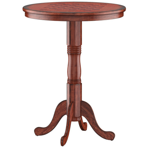 42 Inch Wooden Round Pub Pedestal Side Table with Chessboard