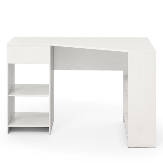 48 Inches L Shaped Corner Executive Computer Desk with Drawer-White