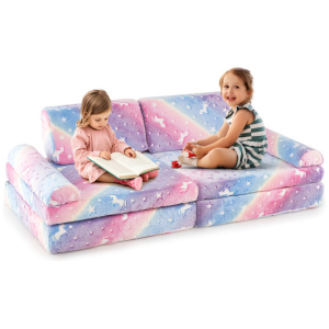 8 Pieces Modular Kids Play Couch Glow in the Dark Toddler Sectional Sofa-Multicolor