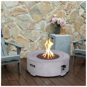 AFTERGLOW Concrete Outdoor Fire Pit, Light Gray