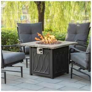 AFTERGLOW Loop Design Outdoor Fire Pit Table, Black