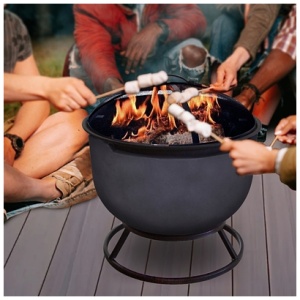 AFTERGLOW Outdoor Burning Fire Pit with Safe Spark Screen, Dark Gray